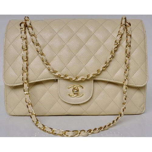 Borsa con patta classica trapuntata Chanel Jumbo Modelli Cannage albicocca A58600 oro