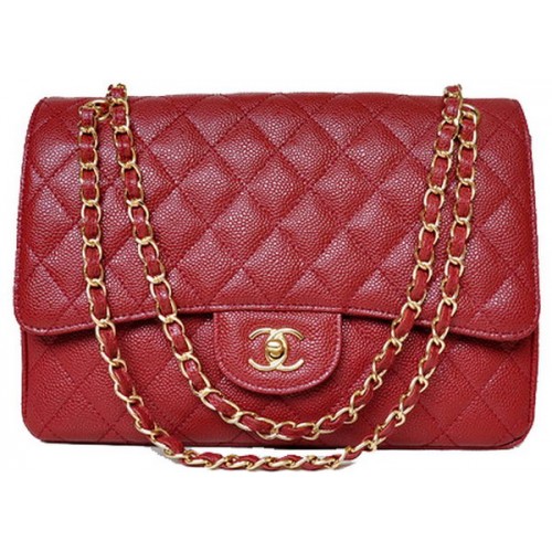 Borsa con patta classica trapuntata Chanel Jumbo Modelli Cannage bordeaux A58600 oro