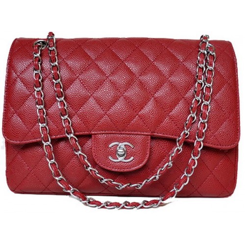 Borsa con patta classica trapuntata Chanel Jumbo Motivi Cannage bordeaux A58600 Argento
