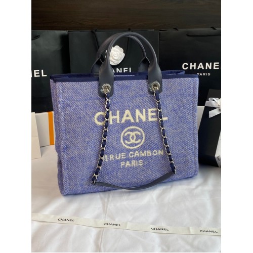 Chanel BORSA SHOPPING GRANDE A66941 blu&bianca