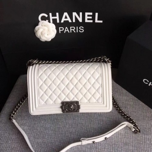 Chanel LE BOY Borsa a tracolla Pelle di montone A67086 bianca