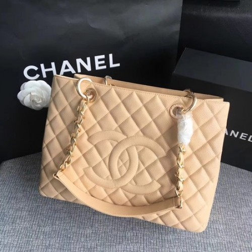 Chanel LE Boy Grand Shopping Tote Bag GST Apricot Cannage Pattern A50995 Oro