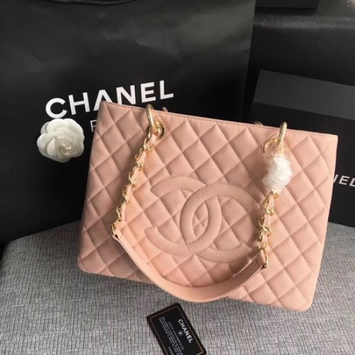 Chanel LE Boy Grand Shopping Tote Bag GST Pink Cannage Pattern A50995 Oro