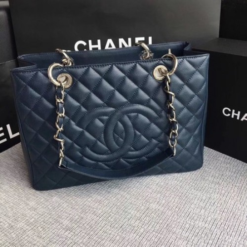 Chanel LE Boy Grand Shopping Tote Bag GST Royal Cannage Pattern A50995 Argento