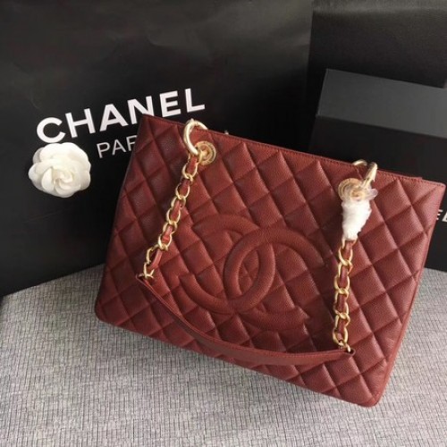 Chanel LE Boy Grand Shopping Tote Bag GST Wine Cannage Pattern A50995 Oro