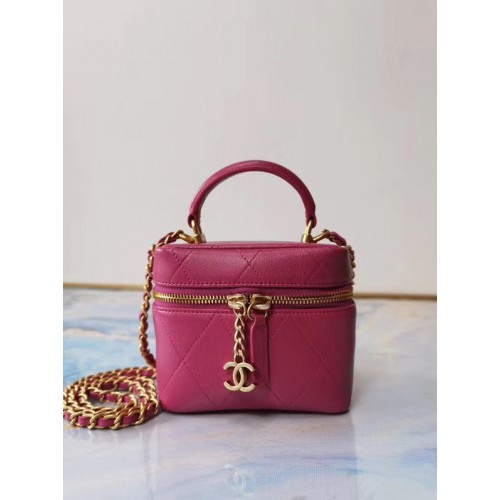 Chanel pelle di agnello cristallo pelle di vitello metallo tono oro AS1889 rosa