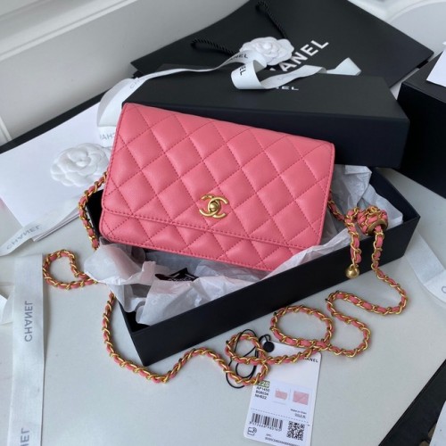 Borsa a tracolla con patta in pelle di agnello Chanel AP1450 rosa
