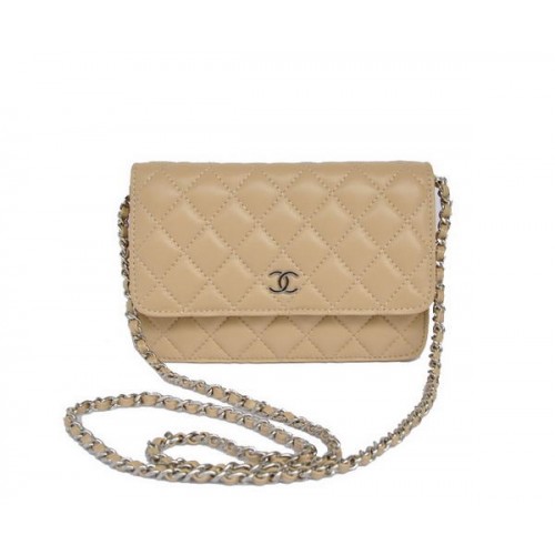 Borsa con patta in pelle di agnello Chanel A33814 Albicocca argento