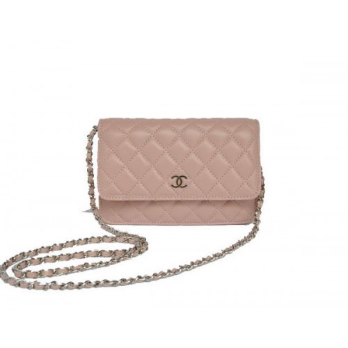 Borsa con patta in pelle di agnello Chanel A33814 argento rosa