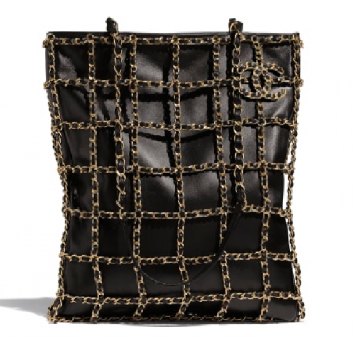 Borsa shopping in pelle di agnello Chanel AS1383 nera