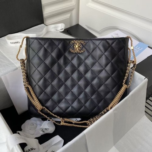 Borsa a tracolla Chanel in pelle di agnello AS2977 nera