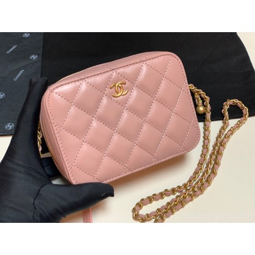 Borsa per fotocamera Chanel in pelle di agnello AS2463 rosa