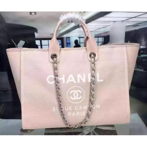 Borsa shopping tote in tela grande Chanel A1679 rosa