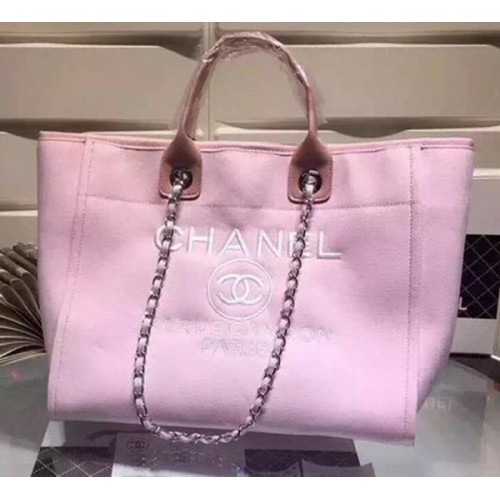 Borsa shopping tote in tela grande Chanel A5002 rosa