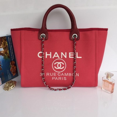 Borsa shopping tote grande in tela Chanel A68046 rosa