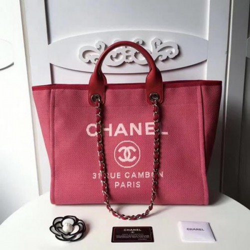 Borsa shopping tote grande in tela Chanel CHA1679 rossa
