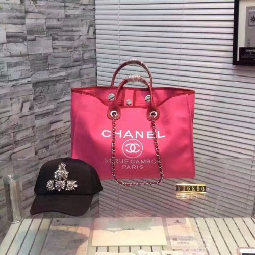 Borsa shopping grande in tela Chanel CNA1679 rosa