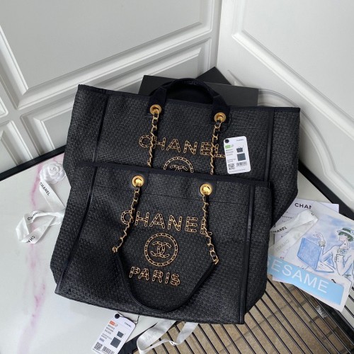 Borsa shopping Chanel Large Weave A66941 nera