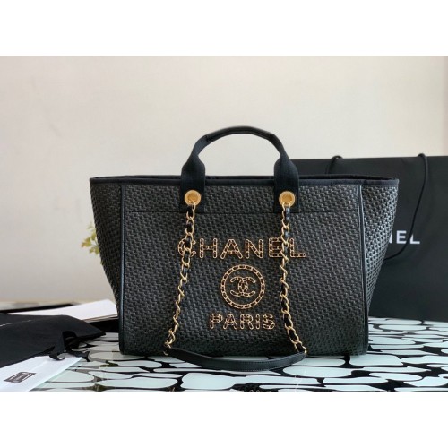 Borsa shopping Chanel Large Weave A66942 nera