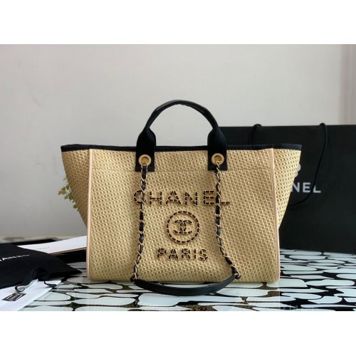 Borsa shopping Chanel Large Weave A66942 Crema