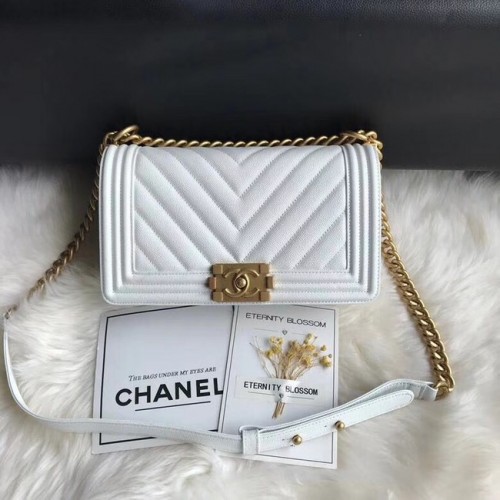 Borsa a tracolla in pelle Chanel Leboy Original Caviar A67086 catena in oro bianco