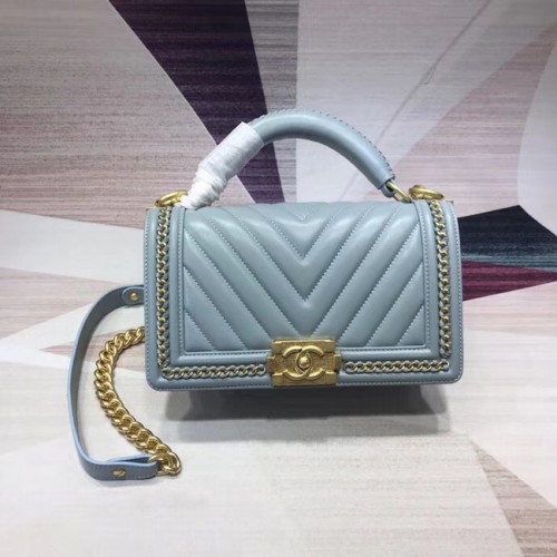 Chanel Leboy Original Borsa a tracolla in pelle V67086 oro azzurro -Tone metallo