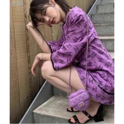 Chanel 2022S Love Heart Original Mini borsa a tracolla in pelle di agnello AS3191 viola