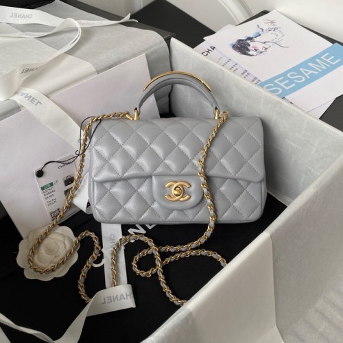 BORSA Chanel MINI FLAP CON MANICO SUPERIORE AS2431 grigio
