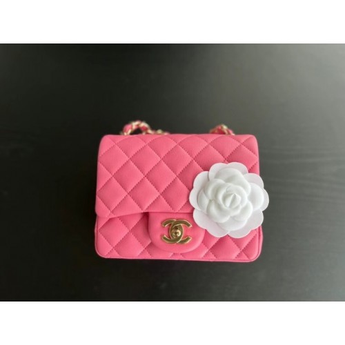 Borsa con patta Chanel MINI Pelle di montone originale 1115 Prugna