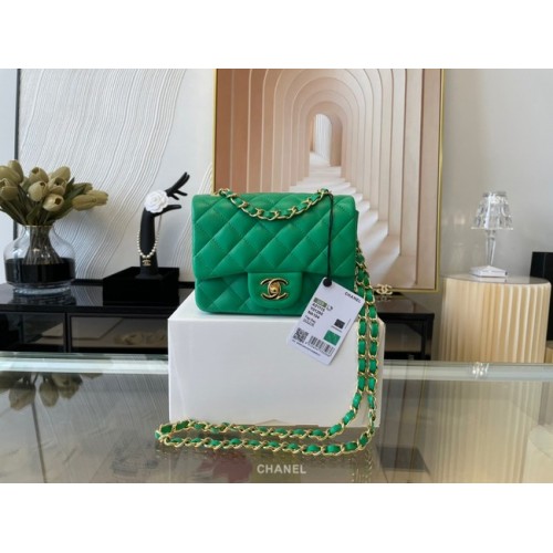 Borsa con patta Chanel MINI Pelle di montone originale 1115 verde