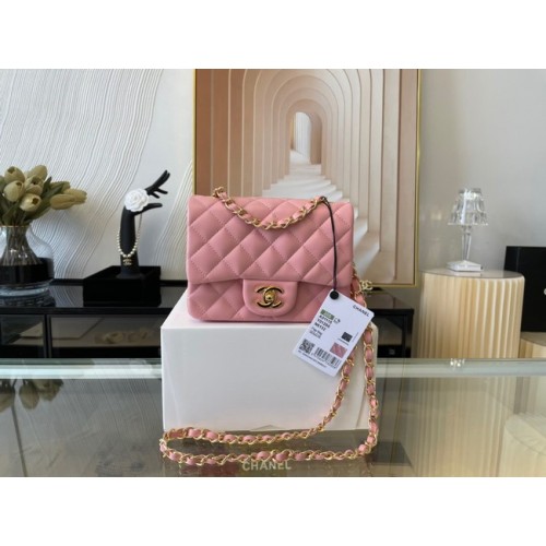 Borsa con patta Chanel MINI Pelle di montone originale 1115 rosa