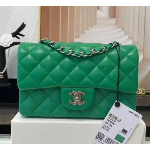 Borsa con patta Chanel MINI Pelle di montone originale 1116 verde