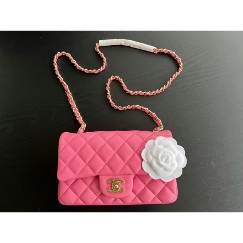 Borsa con patta Chanel MINI Pelle di montone originale 1116 Prugna