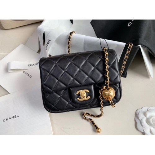 Borsa con patta Chanel MINI Pelle di montone originale AS1786 nera
