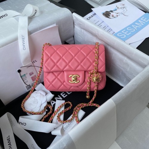 Borsa con patta Chanel MINI Pelle di montone originale AS1786 rosa