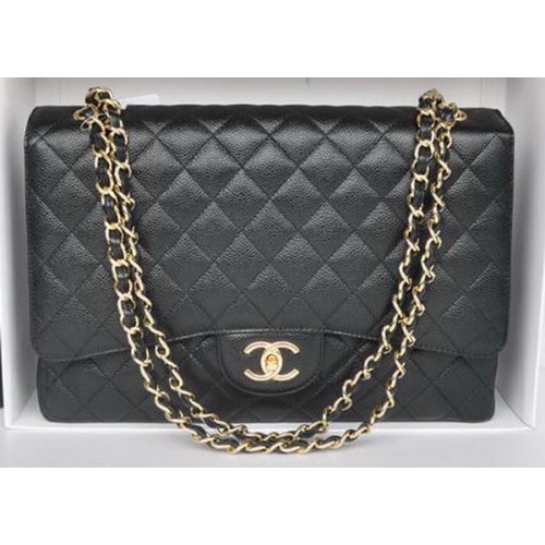 Chanel Maxi Borsa Classica A36098 Nero Modello Cannage Oro