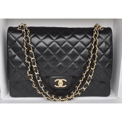 Borsa Chanel Maxi Classic A36098 Pelle di pecora nera oro