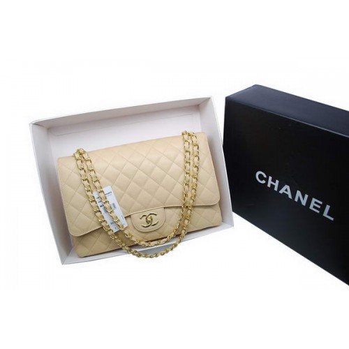 Borsa Chanel Maxi Double Flaps A36098 Albicocca Original Caviar Leather Gold