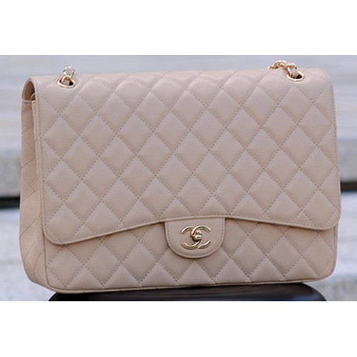 Borsa Chanel Maxi Quilted Classic Flap Pattern Albicocca Cannage A58601 Oro