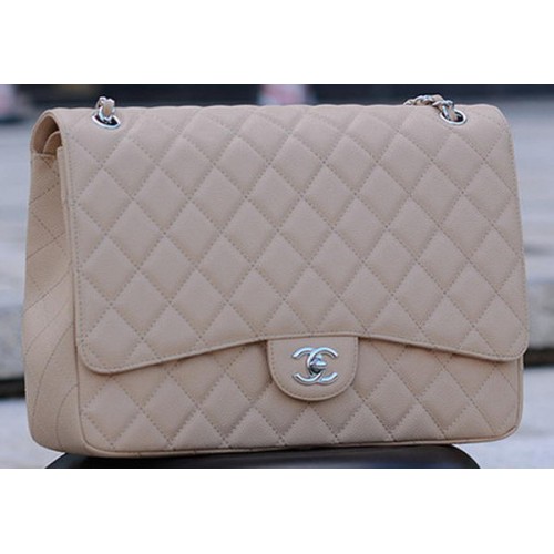 Borsa Chanel Maxi Trapuntata Classica Flap Pattern Albicocca Cannage A58601 Argento