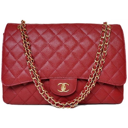 Chanel Maxi borsa classica trapuntata con patta bordeaux modelli Cannage A58601 oro