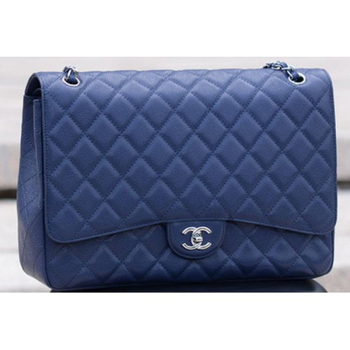 Chanel Maxi borsa trapuntata classica con patta Royal Cannage modello A58601 argento