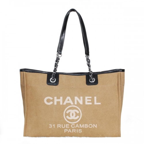 Borsa shopping media in tela Chanel A2043 Albicocca