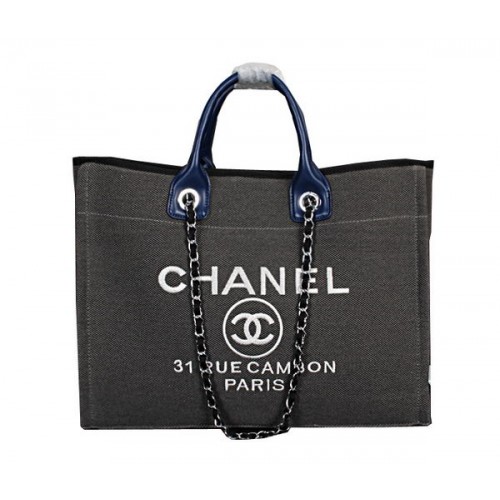 Borsa shopping media in tela Chanel A67012 grigia