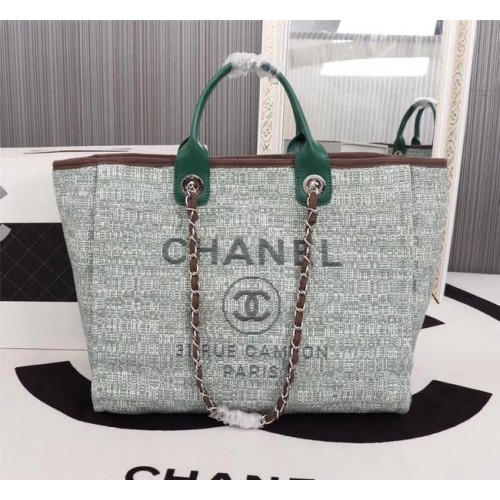 Borsa tote media in tela Chanel 8099 verde