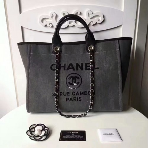 Borsa tote in pelle Chanel media originale in tela 66941A