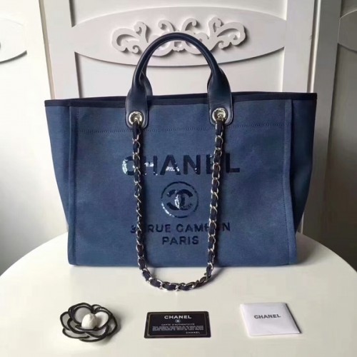 Borsa tote in pelle Chanel media originale in tela 66941B