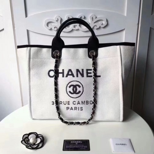 Borsa tote in pelle Chanel media originale in tela 66941C