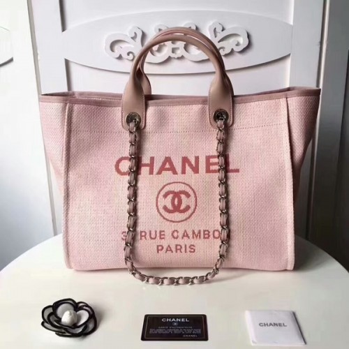 Borsa tote in pelle Chanel media originale in tela 66941D