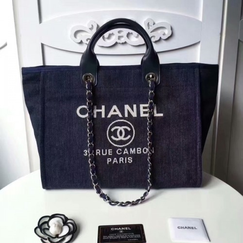 Borsa tote in pelle Chanel media originale in tela 66941E